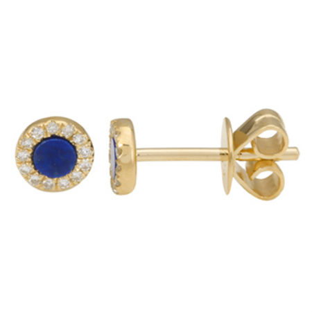 14k gold lapis circle posts