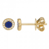 14k gold lapis circle posts