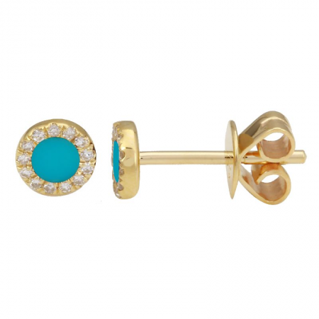 14k gold diamond circle turq posts