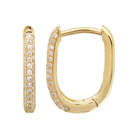 14k gold diamond elongated square huggies