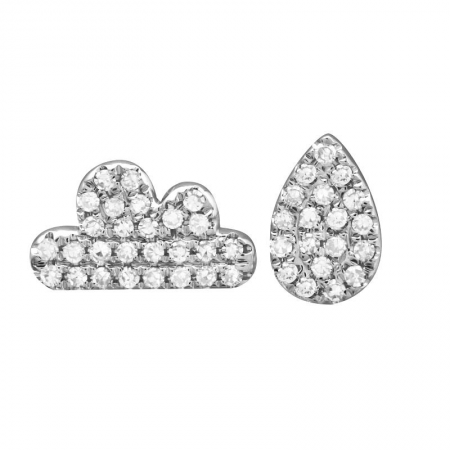 14k gold diamond cloud and raindrop earrings