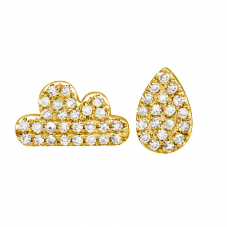 14k gold diamond cloud and raindrop earrings