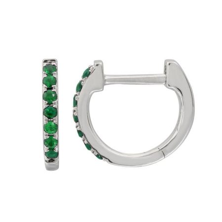 14k gold baby emerald huggies - 9MM