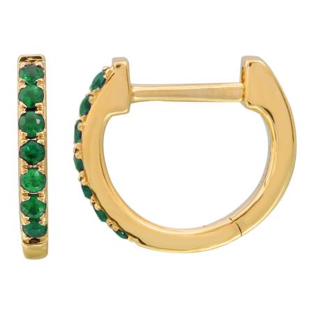 14k gold baby emerald huggies - 9MM
