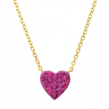 14k gold ruby with color rhodium heart necklace