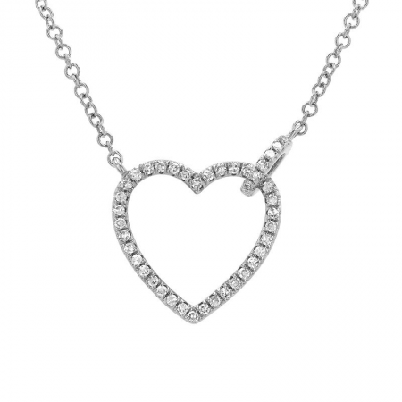 14k gold diamond open heart with diamond jumpring necklace
