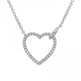 14k gold diamond open heart with diamond jumpring necklace