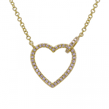 14k gold diamond open heart with diamond jumpring necklace