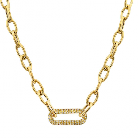 14k gold diamond link paper clip necklace