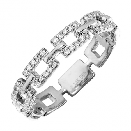 14k gold diamond square chain link ring