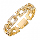 14k gold diamond square chain link ring