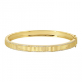 14k yellow gold diamond border fluted bangle