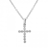 14k gold bezel set diamond cross necklace