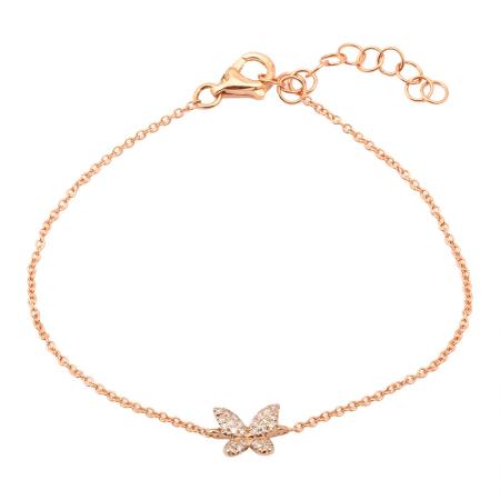 14k gold diamond bitty butterfly bracelet