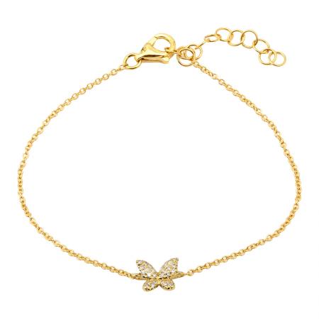 14k gold diamond bitty butterfly bracelet