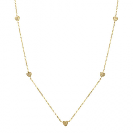 14k gold diamond scattered heart necklace