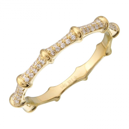 14k yellow gold diamond bamboo band