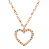 14k gold diamond open heart necklace
