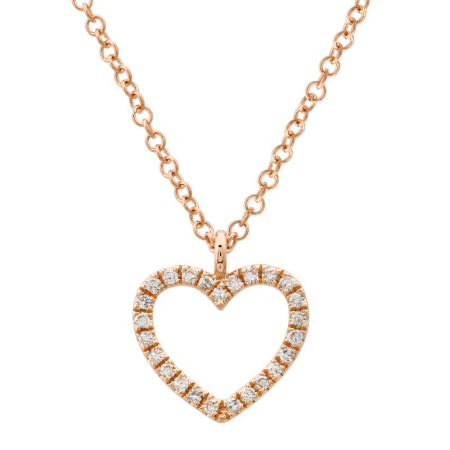 14k gold diamond open heart necklace