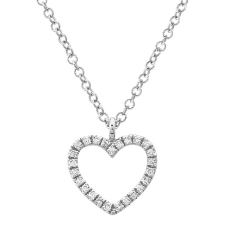 14k gold diamond open heart necklace