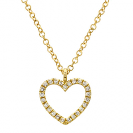 14k gold diamond open heart necklace