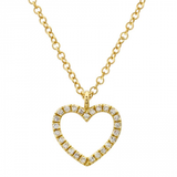 14k gold diamond open heart necklace