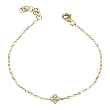 14k gold diamond clover bracelet