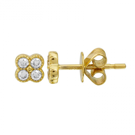 14k gold diamond clover earrings