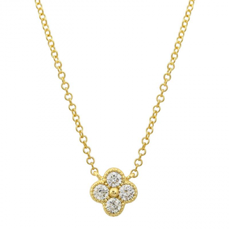 14k gold diamond bitty clover necklace