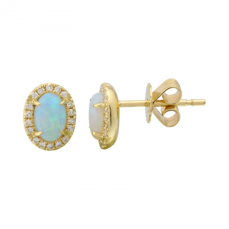 14k yellow gold opal post earrings