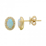 14k yellow gold opal post earrings