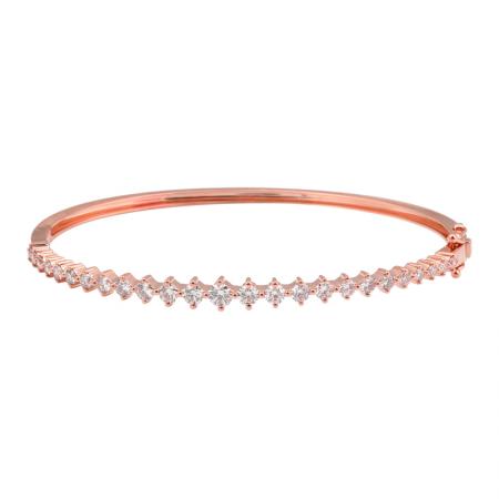 14k gold shared prong graduated diamond shape bangle