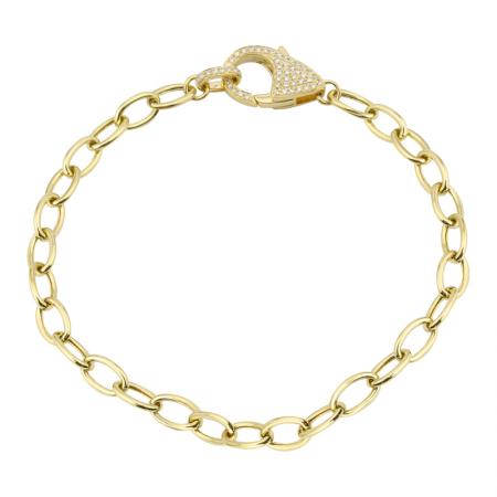 14k gold diamond lobster claw paperclip chain bracelet