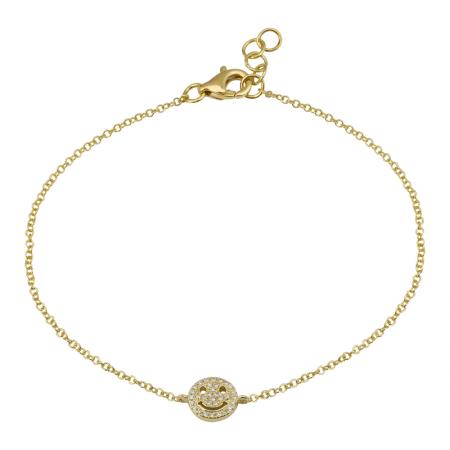 14k gold diamond smiley bracelet
