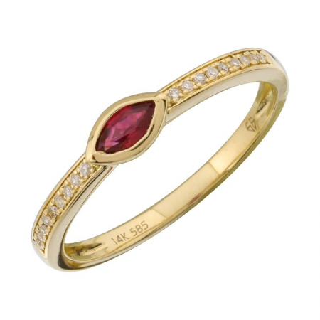 14k gold diamond ruby marquis ring