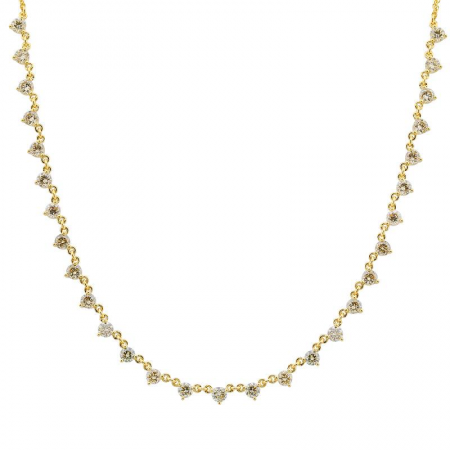 14k gold 3 prong diamond setting double chain diamond necklace