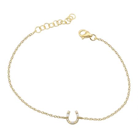 14k gold diamond lucky horseshoe bracelet
