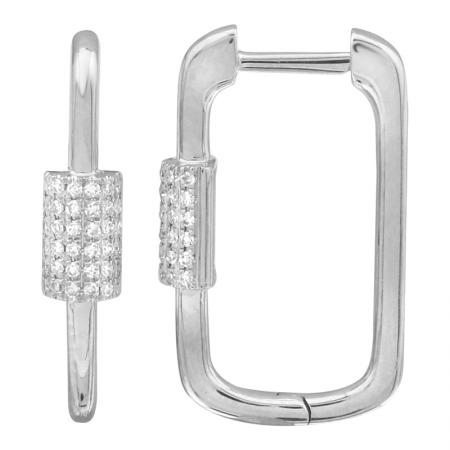 14k gold diamond carabiner shape earrings