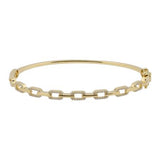 14k gold diamond chain link bangle