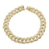 14k yellow gold diamond large cuban link bracelet