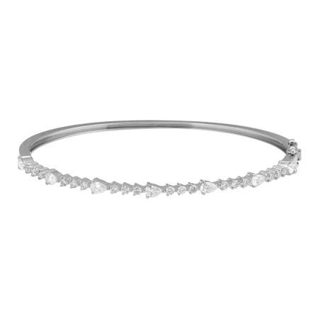 14k gold diamond shared prong bangle