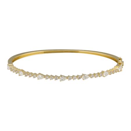 14k gold diamond shared prong bangle