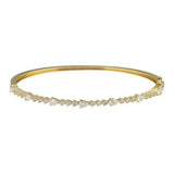 14k gold diamond shared prong bangle