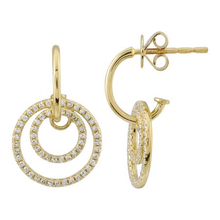 14k yellow gold diamond circle huggies with post