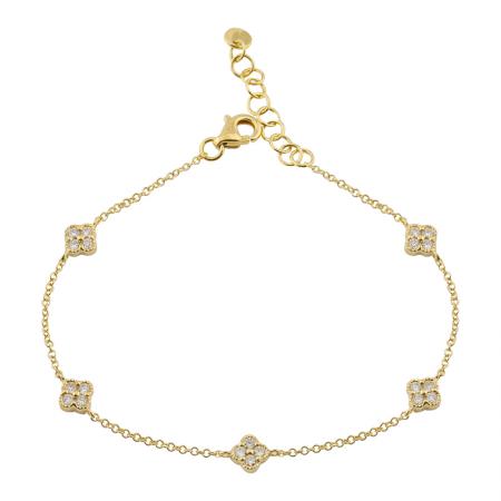 14k gold diamond multi clover bracelet