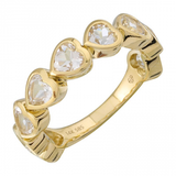 14k yellow gold white topaz heart band