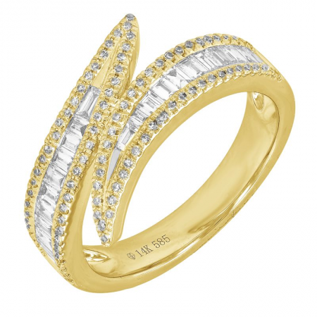 14k gold diamond baguette wrap ring