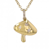 14k yellow gold and scattered diamond mushroom necklace
