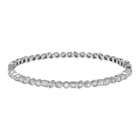 14k gold diamond bezel set multi shape bangle