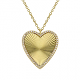 14k yellow gold diamond fluted heart necklace